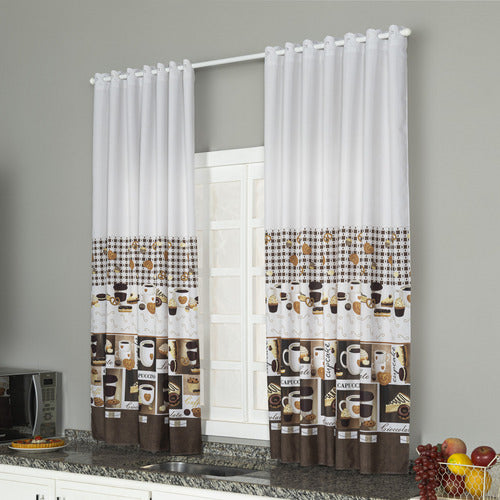 CORTINA DE COZINHA ESTAMPADA 2,00X1,50 OXFORD  SEM ILHÓS