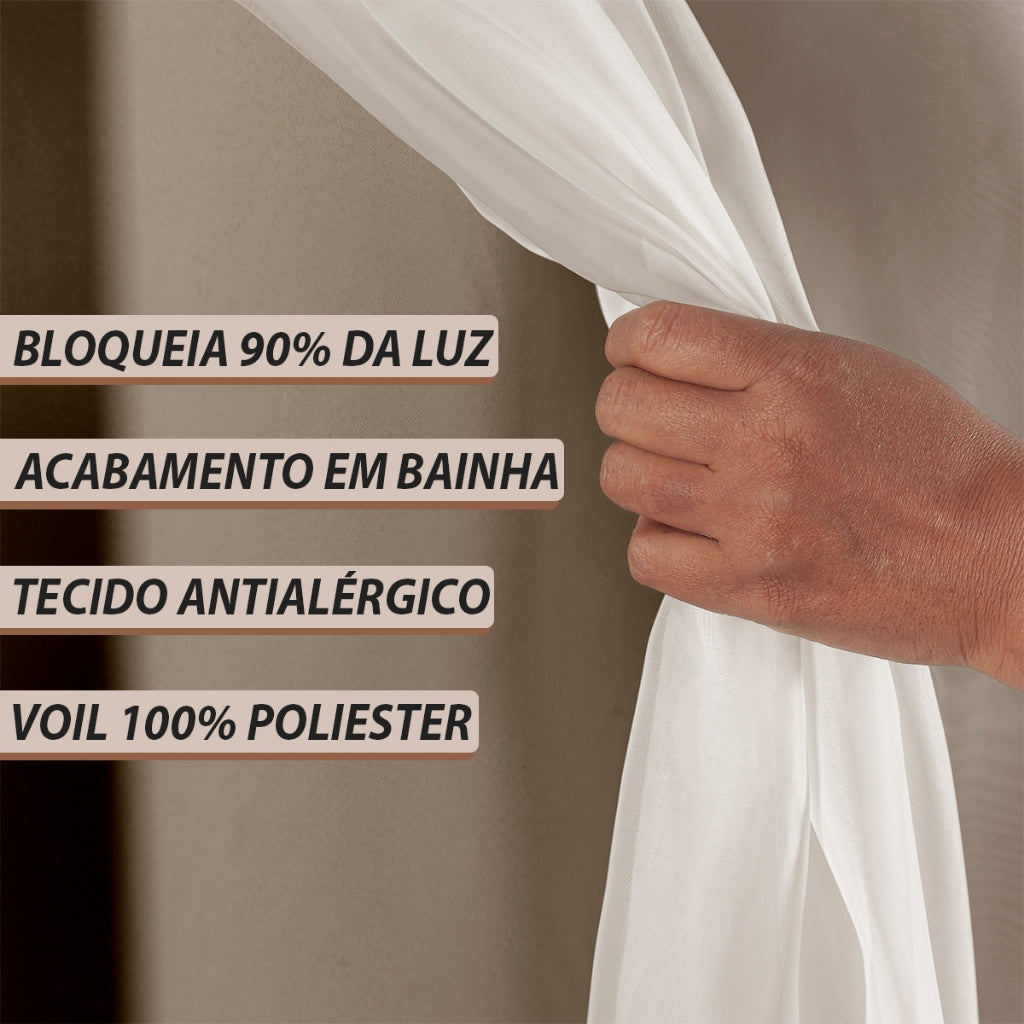 CORTINA BLACKOUT TECIDO COM VOIL - TAMANHO PADRÃO