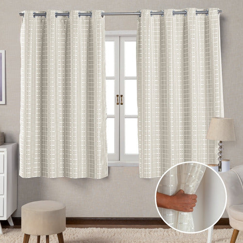 CORTINA BLACKOUT DE PVC COM VOIL XADREZ