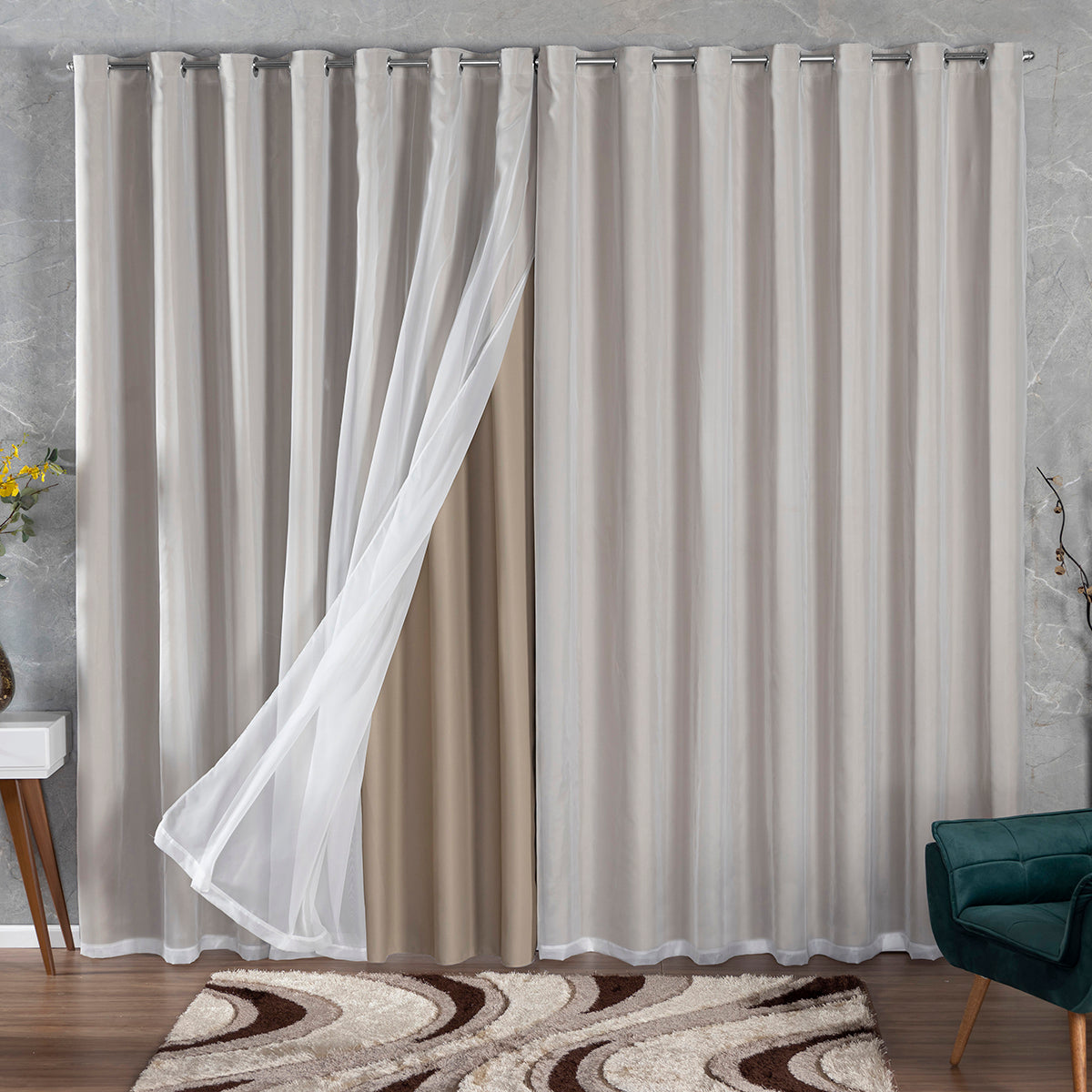 CORTINA BLACKOUT DE TECIDO COM VOIL - TAMANHO GRANDE