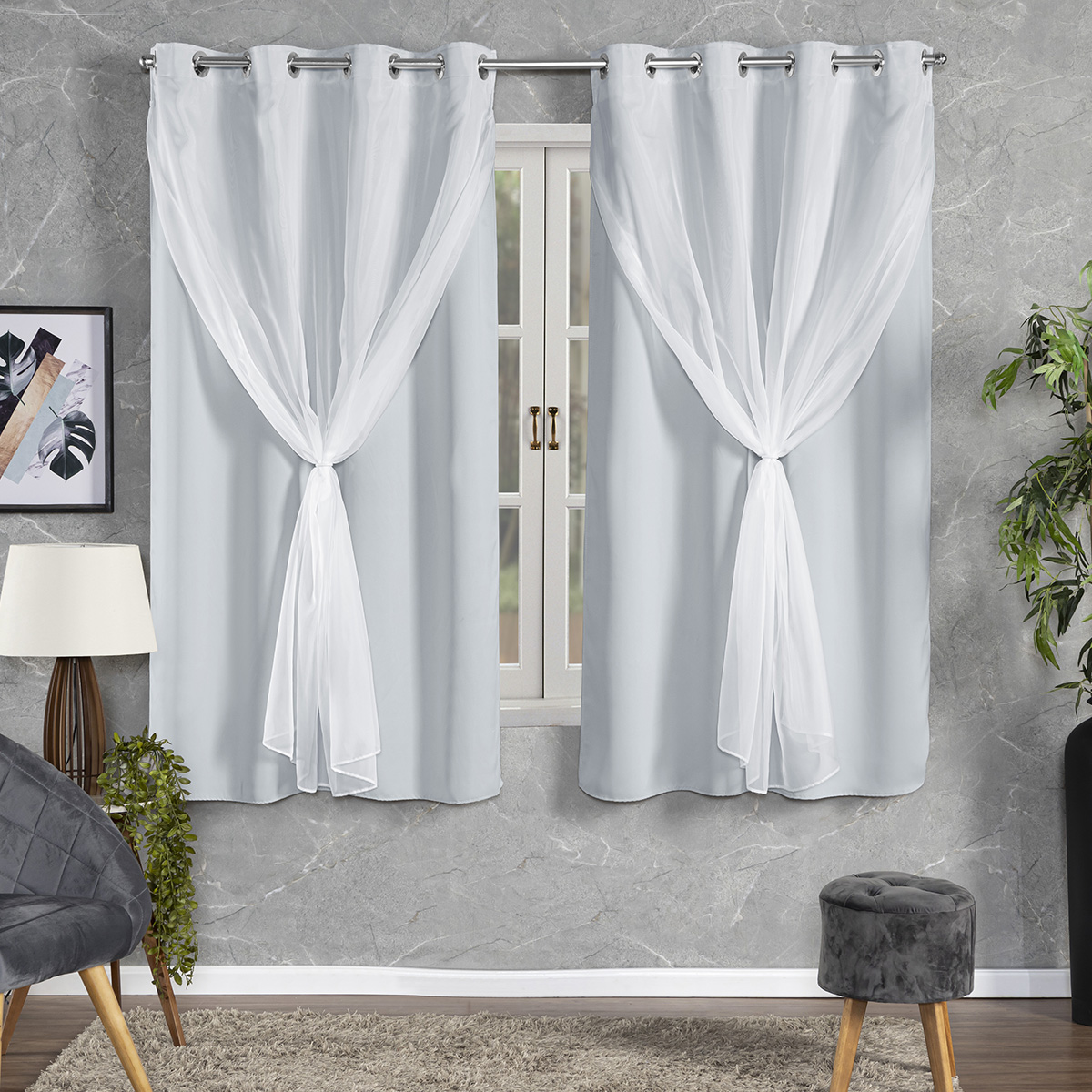 CORTINA BLACKOUT TECIDO COM VOIL 2,00X1,40 CORTINA BLACKOUT TECIDO COM VOIL 2,00X1,40