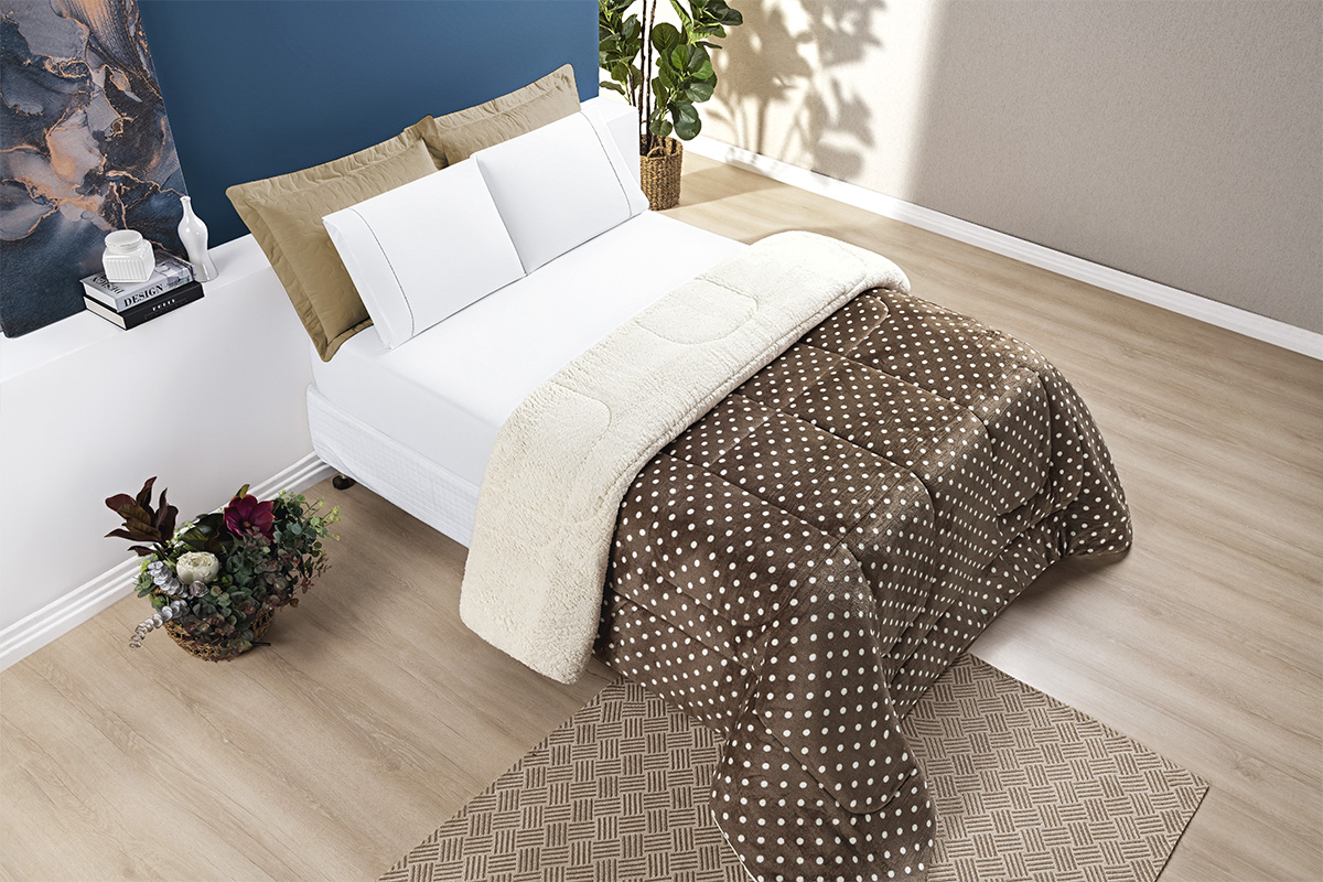 CORBERDROM QUEEN ESTAMPADO BOLINHA LÃ CARNEIRO DUPLA FACE CORBERDROM QUEEN ESTAMPADO BOLINHA LÃ CARNEIRO DUPLA FACE