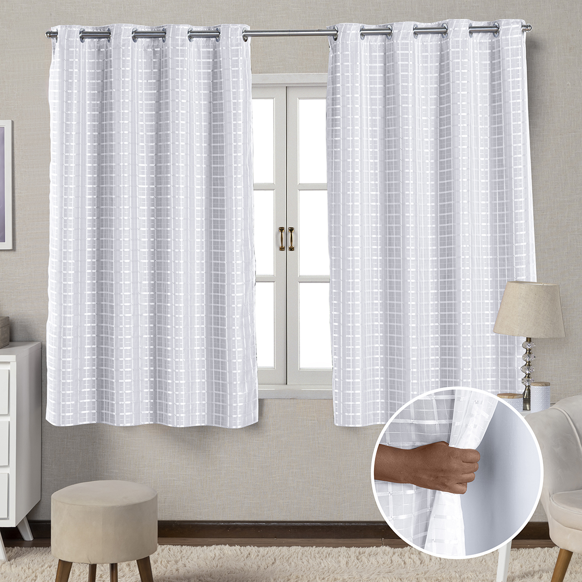 CORTINA BLACKOUT DE PVC COM VOIL XADREZ 2,00X1,30 CORTINA BLACKOUT DE PVC COM VOIL XADREZ 2,00X1,30