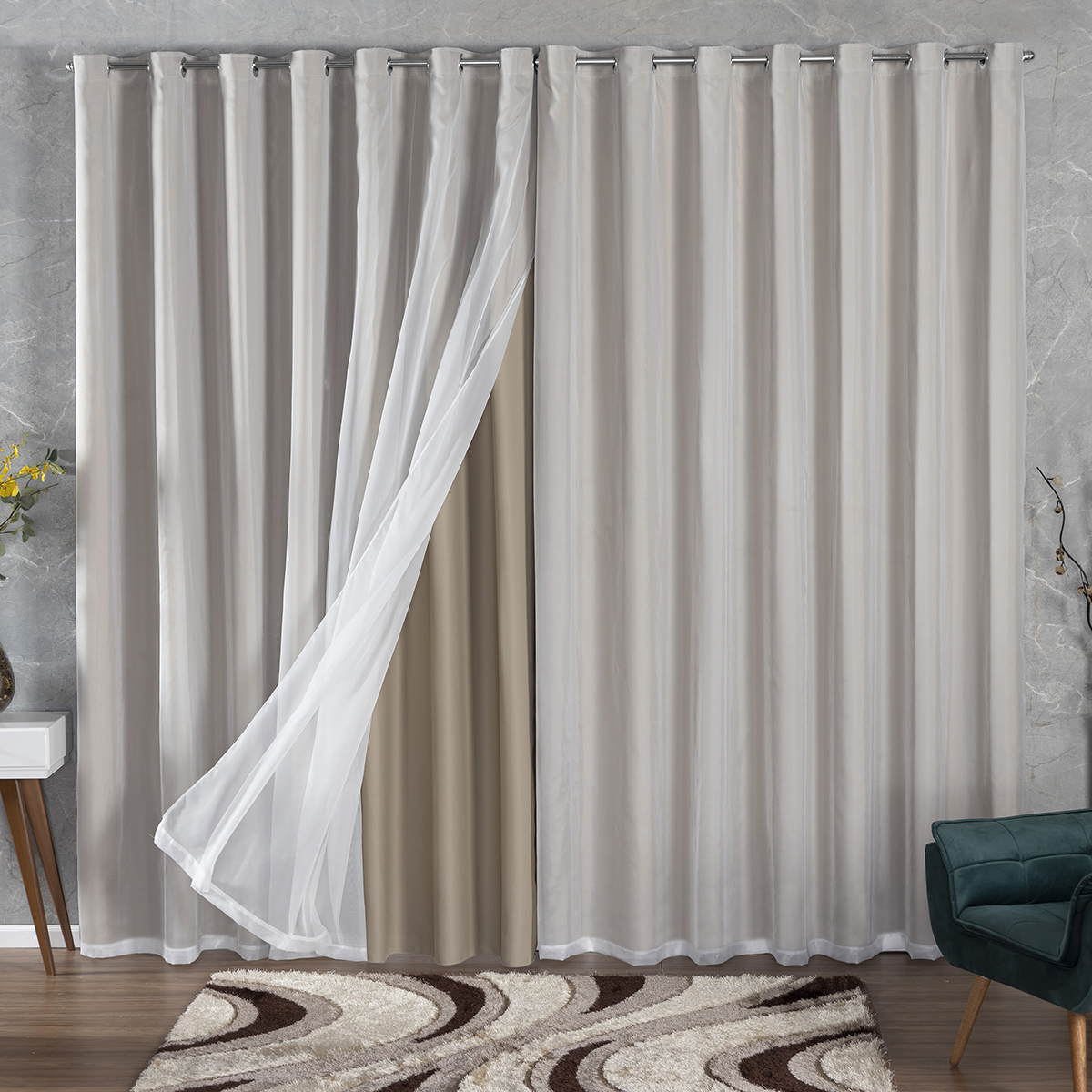 CORTINA BLACKOUT TECIDO COM VOIL 5,00X2,80 CORTINA BLACKOUT TECIDO COM VOIL 5,00X2,80